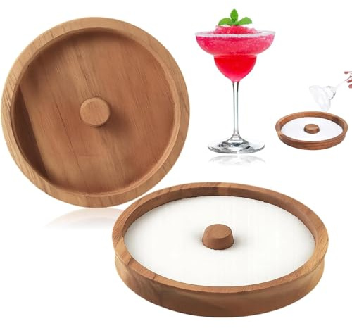 lrgnixs Margarita Salt Rimmer for Cocktails, Wooden Margarita Glass Rimmer | Spicy Margarita Salt Tray, 15.8 * 15.8 * 2.5cm, Cocktail Garnish Bar Accessories, for Cocktails, Home Bar Party and Drink
