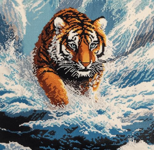 Taxpy Knüpfkissen Zum Selber Tiger Knüpfen Knüpfen Set Knüpfteppiche Set 3D Handgemachte Geschenke Knüpfteppich Für Kinder Und Erwachsene Knüpfset 43Cm X 43Cm