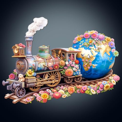 Holzpuzzle Erwachsene, 160 Teile Flower Express Holz Puzzle Erwachsen, Unregelmäßige Einzigartige Holzpuzzle Tierform, Weihnachts Geschenke für Familie Freunde (34 * 25.1cm)