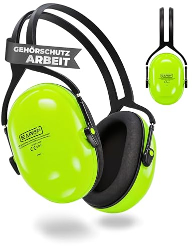 EAR PROTECT Auffälliger Gehörschutz 29dB – Grüner Gehörschutz Arbeit | Lärmschutz Kopfhörer für Baustelle, Werkstatt & Industrie