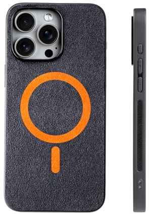 Alfanxi Magnetic Phone Case Compatible with iPhone 16 Pro Max, Fits Alcantara and Shockproof TPU Bumper, Built-in Magnet for Mag-Safe Wireless Charging with Magnetic Ring Pattern-Black3