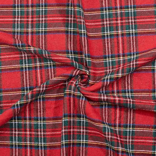 WADORN Rot Und Schwarz Karo Stoff, 1.45x1m Büffel Karo Stoff Schottisch Muster Tartan Weihnachten Gingham Tuch Tartan Patchwork für DIY Hemd Schals Pyjama Decke