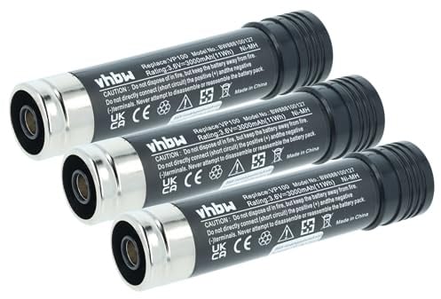 vhbw 3X Akku kompatibel mit Black & Decker Versapak VP368, VP4000, VP230, VP321, VP3621, VP215-AT1 Werkzeug (3000 mAh, NiMH, 3,6 V)
