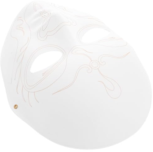 SHINEOFI Masque en Papier Mâché Blanc à Peindre, Robuste et Design Inspiré de L'opéra Chinois, pour Décoration de Fête ou Création Personnelle pour Garçon et Filles et Adultes
