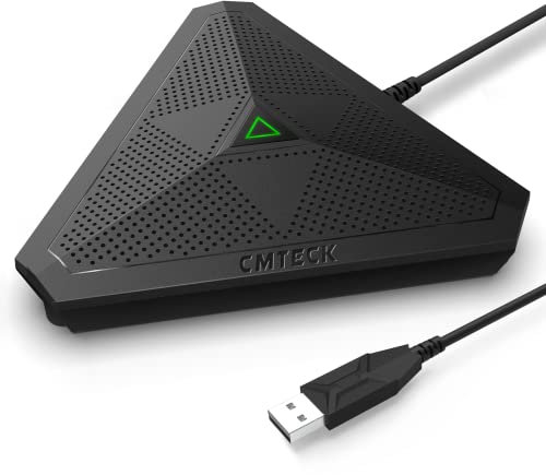 CMTECK Microfono USB CM001 per computer desktop, pulsante mute con indicatore LED, microfono omnidirezionale a condensatore per conferenze per registrazione, streaming, giochi, Skype (Windows/Mac),