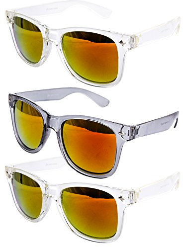 Ciffre 3 er Set EL-Sunprotect® Sonnenbrille Nerdbrille Brille Nerd Transparent Weiß Silber Grau