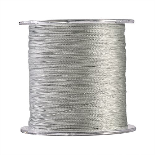 Lenza da pesca super resistente intrecciata in PE da 500 m a 4 fili | Corda da pesca multifilamento | Colore grigio chiaro | Perfetta per la pesca in mare