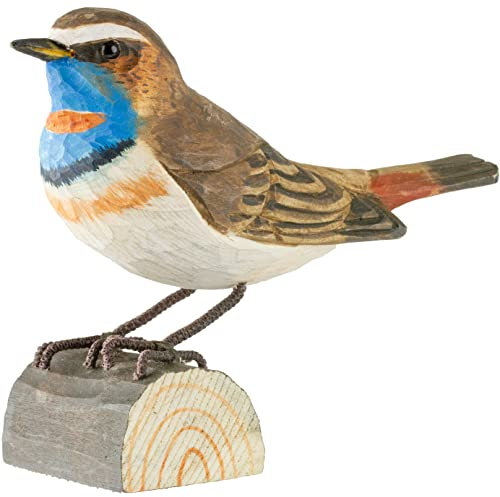 WILDLIFEGARDEN Wildlife Garden WG433 DecoBird Blaukehlchen - Handgeschnitzter Dekorative Vogel aus Holz - Kleine Europäische Vögel