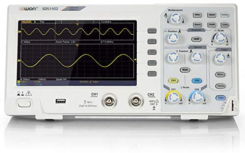 OWON SDS1102 Oscilloscopio 2-Channel Digital Oscilloscopes 100MHZ Bandwidth 1GS/s High Accuracy Oscilloscope