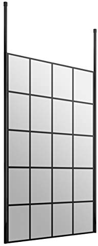 Hudson Reed BFCP12 Modern Bathroom Black Framed Free Standing Wetroom Screen with 2 Ceiling Posts, 1200mm,