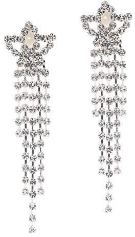 Idin Jewellery Ohrclips mit Quaste und Strasssteinen