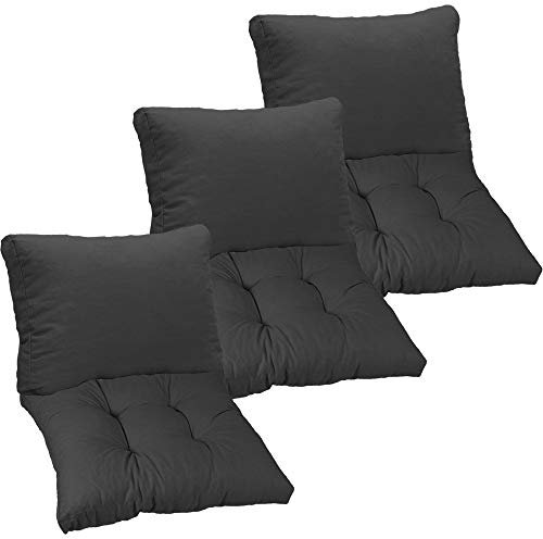 NYVI Loungekissen SmartLounge Set 3X Sitzkissen 60x60 cm und 3X Rückenkissen 60x40 cm Anthrazit - Wasserabweisende Auflagen für Indoor und Outdoor - Stuhlkissen für Rattanmöbel und Gartenmöbel