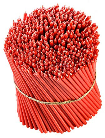 Danilovo Ritual Bienenwachs Kerzen (Rot) - Orthodoxe Kerzen für Gebet Tischdeko Hochzeit - Ungiftig, Ruß - Tropffrei, Lang, Nachhaltige Produkte, N120, Höhe: 16 cm, Ø 5,4 mm (100 stück)