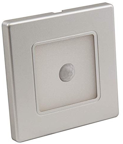 McShine LED Wand-Einbauleuchte LWE-86SB | 2W, 150lm, 3000K warmweiß | mit Bewegungsmelder, Tag-/Nachtsensor, silberner Rahmen, 85mm | IP20