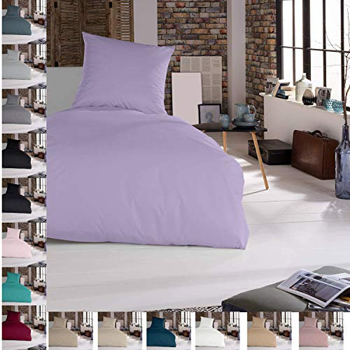 Mixibaby Bettwäsche Bettgarnitur Bettbezug 2 teilig 135 x 200 cm Lila 100% Baumwolle