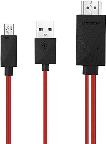 OKCS MHL zu HDMI Kabel - 11 Polig Bilder -und Audioübertragung Full HD Auflösung MicroUSB optimal für S3, S4, Note 2, Note 8 etc. - in rot