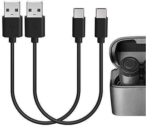GEEKRIA Lot de 2 câbles de charge courts pour casque de type C, compatibles avec Audio-Technica ATH-M50xBT2, JBL Tune 225TWS 220TWS, câble d'alimentation de rechange USB vers USB-C (30 cm)