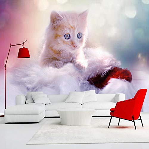 BYSQX Papier Peint Intissé Starlight Animal Chat Papier Peint Effet 3D Papier Peint Intissé Tapisserie Murales Panoramique 3D Peinture Murale Non-Tissé Tv Fond D'Écran 250X175Cm