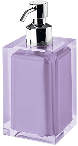 Gedy Auckland Dosasapone Bagno Lilla, Misure: 16,2X7X7 CM, capacità 210 ml, Dispenser Sapone Bagno in Resina Trasparente di Alta qualità, Design R&S, Fatto a Mano, 2 Anni di Garanzia