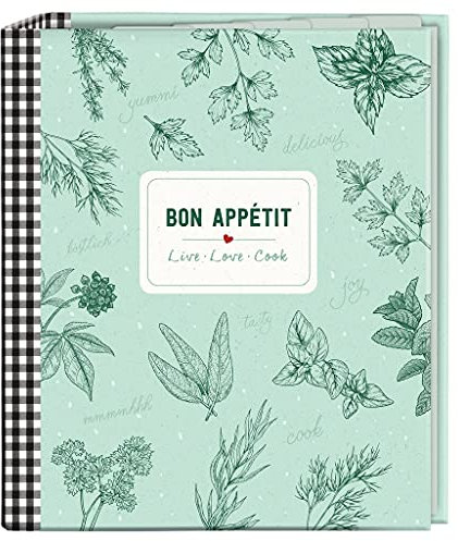 moses. 80667 Rezeptordner Bon Appétit in DIN A5, cook & STYLE Rezeptbuch mit 25 Rezeptblättern und 5 Registertaschen, das individuelle Kochbuch zum Selbstschreiben