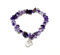 Generico ALCHIMIA - Bracciale chip pietre vere naturali con ciondolo OM metallo color argento AMETISTA