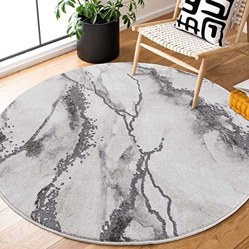 carpet city Teppich Wohnzimmer - 160 cm Rund Kurzflor Grau - Meliert Abstraktes Muster - 3D-Optik - Moderne Teppiche Flachflor - Deko Schlafzimmer