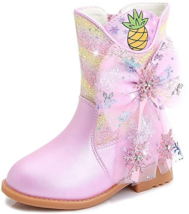 YEAJION Mädchen Schneestiefel Prinzessin Schuhe Gefrorene Elsa Stiefel Kinder Winterstiefel mit warmem Futter Mädchen Kostümstiefel
