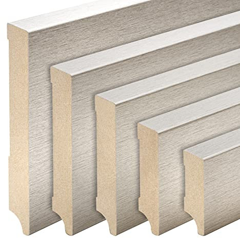 REESE Sockelleiste, MDF Edelstahl-Optik, Leipziger Profil, 80 mm