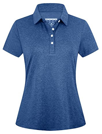 EKLENTSON Women's T Shirts Lightweight Short Sleeve Golf Polo Shirts Quick Dry Sumemr Sports Running Tops Mid Blue,M