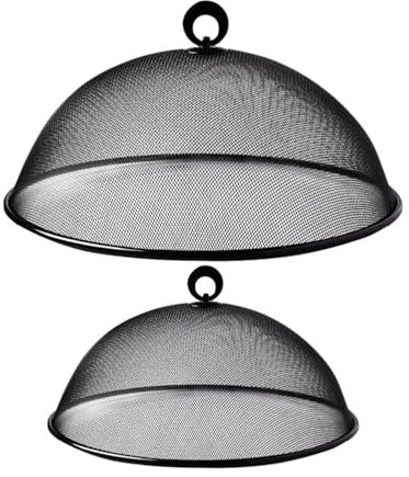 Operitacx Kuchenhaube 2 Mesh- Lebensmittelabdeckungen Metall Lebensmittelschutz Lebensmittelzelt Kuppel Spritzschutz Lebensmittel Dessert- Ausstellungszelt mit Schlaufe Griff für Fliegenhaube