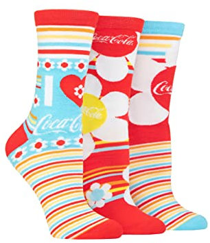 Coca-Cola Femme Fleurs Chaussettes en coton Paquet de 3 Multi 37-42