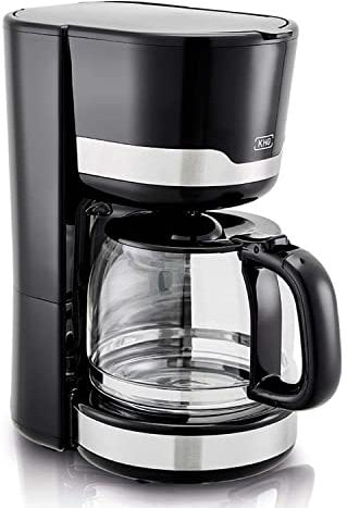 KHG Kaffeemaschine KA-129 SE2 Single aus Edelstahl/Kunststoff in schwarz, Kapazität für 12 Tassen, mit Glaskanne 1,5 Liter, Permanentfilter, Abschaltautomatik, Wasserstandsanzeige, Tropfstopp