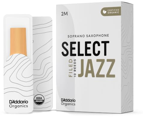 D'Addario Organic Select Jazz Filed Soprano Saxophone Reeds - Sax Reeds - Individually Sealed - 2 Medium, 5 Pack