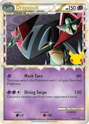 Pokémon - Dragapult Prime - SWSH132 - Black Star Promo - Pokemon 25. Feier - Schwarz - Trading Card - Collectible Card - 1 Stück