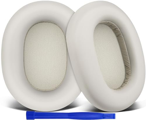 SOULWIT Proteinleder Ersatzpolster Ersatz Ohrpolster für Sony WH-1000XM5 (WH1000XM5) Kopfhörer mit Geräuschunterdrückung, Ohrpolsterkissen mit geräuschisolierendem Memory-Schaum, zusätzliche Dicke