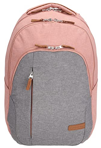 Kenorada Lanin Basics Allround Laptop Rucksack 16 Zoll rosa/grau | zwei Hauptfächer, Daypack mit Frontfach und Steckfächern, gepolstertes Laptopfach (16), gepolsterte Schulterriemen