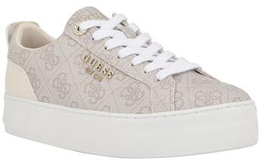 GUESS Women's Genza Sneaker, Dove 150, 4 UK