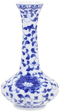 Pot de fleurs bleu et blanc en porcelaine - Vase à fleurs en céramique - Pot à gingembre chinois - Petit vase de chinoiserie émaillé - Vase à bourgeons Jingdezhen pour décoration d'intérieur