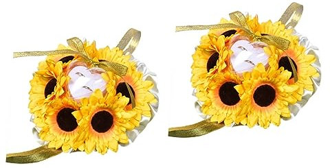 ABOOFAN Eheringkissen 2st Sonnenblumenkissen Hochzeit Bräutigam Ringkissen Schulrequisiten