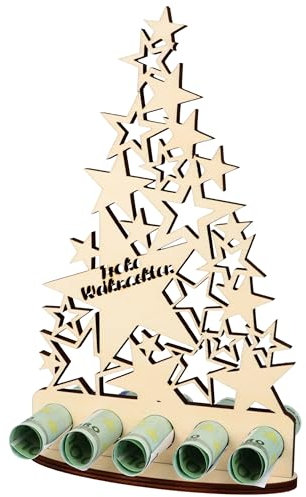 XL Geldgeschenk aus Holz|Geschenkidee|Gutscheinverpackung|witziges Geschenk|Geldgeschenk für Frauen und Männer (Weihnachtsbaum Frohe Weihnachten)