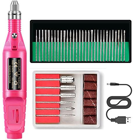 KJKVIVH Electric Nail Drill Nail Drill Machine Nail File E File Drill Set Kit for Acrylic Nails Gel Nail Glazing Drill,Red