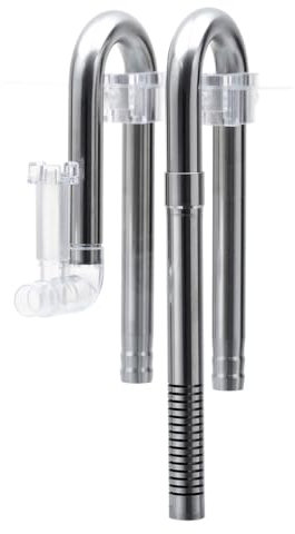 DONGKER Aquairum Lily Pipe Filterrohr, 12/16 mm Edelstahl Aquarium Wasseroberfläche Skimmer, Zu- und Abfluss Wasserleitung mit Acryl Befestigungsclip für Aquarium