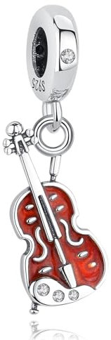 Nbsameng S925 Sterling Silber Anhänger für Pandora Armbänder und Halsketten, ein DIY Urlaub Schmuck Geschenk für Damen, Rote Geige