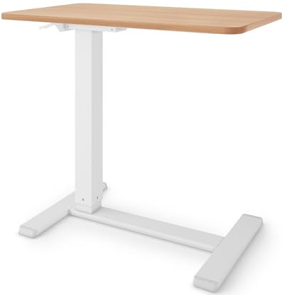ESMART EACM-121WM pneumatischer Beistelltisch auf Rollen | 71 × 40 cm, Ahorn-Dekor, Höhe 64–99 cm, mobiler Laptop- und Betttisch für Couch, Kinderzimmer und Homeoffice