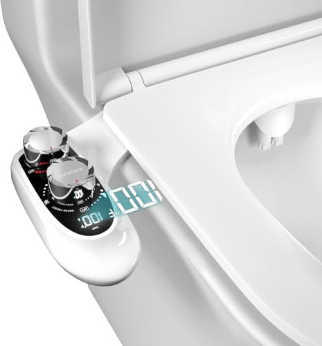 Aquatiz Fixation bidet non électrique pour siège de toilette, double température arrière et lavage féminin, tuyau d'eau chaude de 2,4 m, affichage de la température