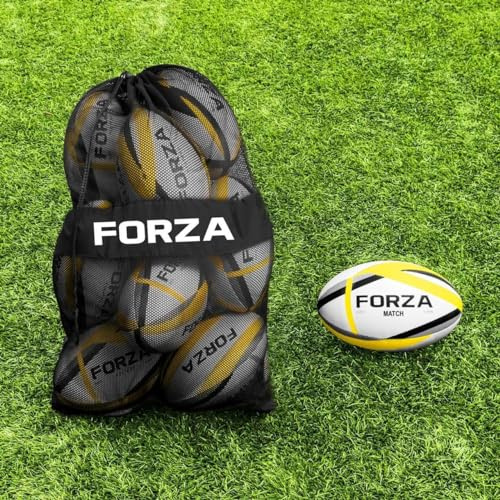 FORZA Ballons de Rugby [Pack de 12] | Ballons d’Entraînement et de Match | Sac de Transport Inclus