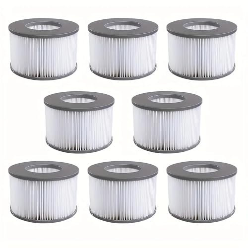 Vokowin Ersatzfilter für MSPA Whirlpool Ersatzfilter-Kartusche Wasserfilter, Filter für Whirlpool und heiße U-Boote sowie Spas, Aufblasbare Pools, Wasserfilter Modell ab 2020, Packung à 8