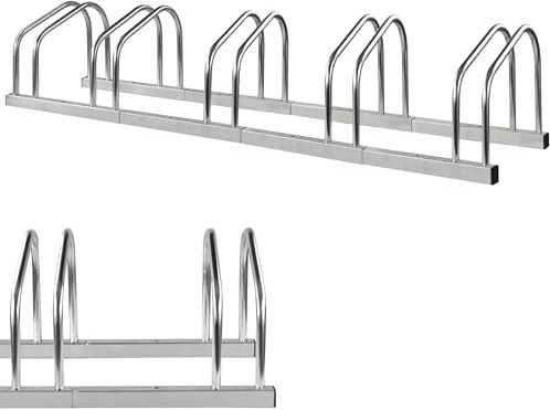 Crystals Bike Rack for 5 Bikes - Bicycle Floor or Wall Mount Stand - Cycle Stand for Bike Storage Outdoor Garage - Steel Bike Stand, Silver (5 Bikes Stand)