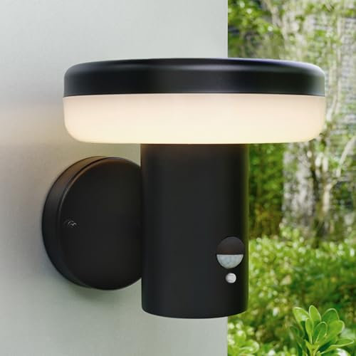 NBHANYUAN Lighting Außenlampe mit Bewegungsmelder,4 Beleuchtungsmodi Wandleuchte Aussen,PIR Haustür Lampe für Balkon,Garten Terrasse IP44 Wasserdicht,Warmes Licht Schwarz