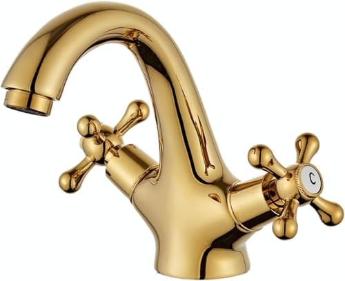 Hefo Rubinetto bagno lavabo, golden miscelatore lavabo bagno, vintage Lavabo Alto Cascata rubinetto bagno, Ottone Cromato Rubinetti con acqua calda e fredda disponibile
